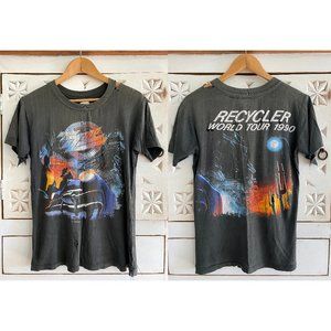 RARE VTG 1990 ZZ Top Recycler Tour Distressed Black Band Tee